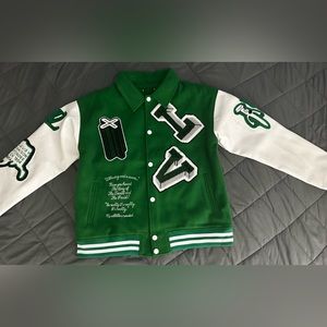 LV Green Varsity Long Sleeve Jacket ( Large Size )